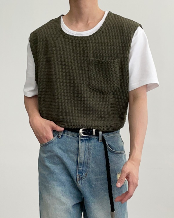 Square Neck Knit Vest (5color)