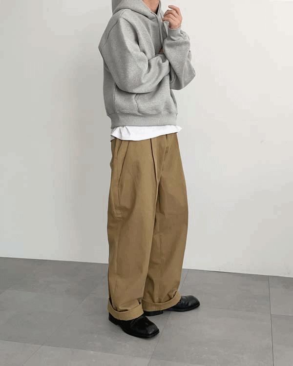 Deep Two Tuck Wide Pants (3color)