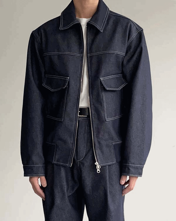 Denim Blouson Jacket (2color)
