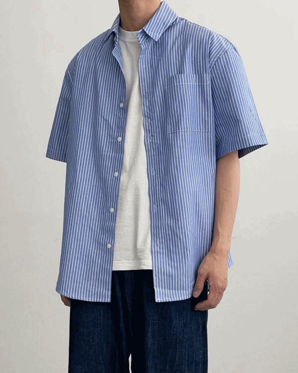 Minimal Stripe Half Shirts (2color)
