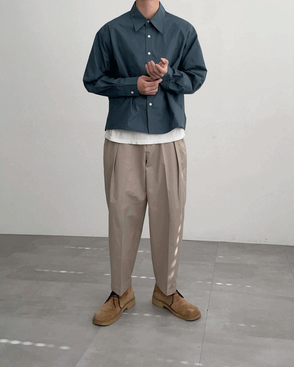 Reverse One Tuck Crop Chino Pants (4color)