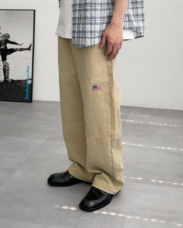 Patch Dying Work Pants (3color)