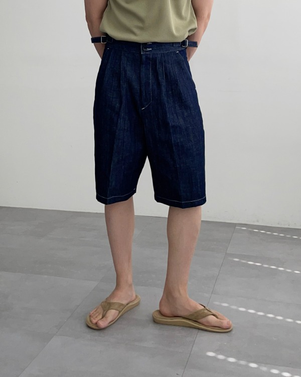 Flap Linen Half Denim Pants (2color, 린넨 70%)